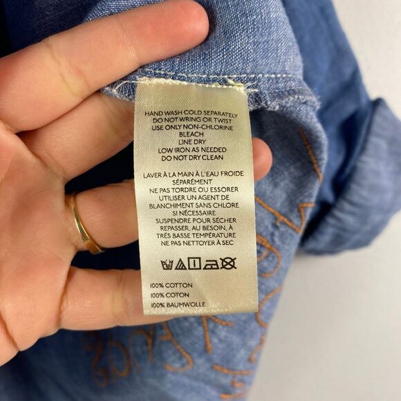 Anthropologie Pilcro Embroidered Icon Long Sleeve Denim top - Picture 10 of 11